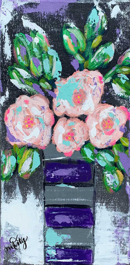 "My Favorite Bloom" 6x12x2 Original floral on gallery wrapped canvas