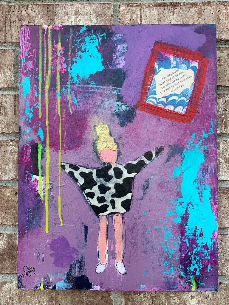 “Messy Bun” 12x16x1 Original abstract on wood panel